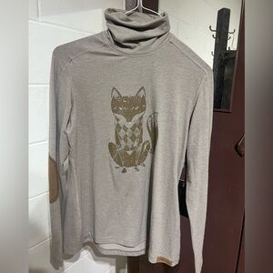 Chestnut Bay fox turtle neck with elbow patches, size M NWT